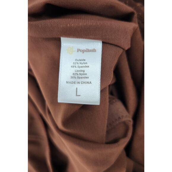 Popilush The Shape Wear Long Sleeve Thong Slimming Bodysuit In Brown, Size Large - Picture 7 of 10